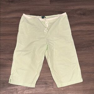 Lauren by Ralph Lauren Light Green Striped Capri Pants